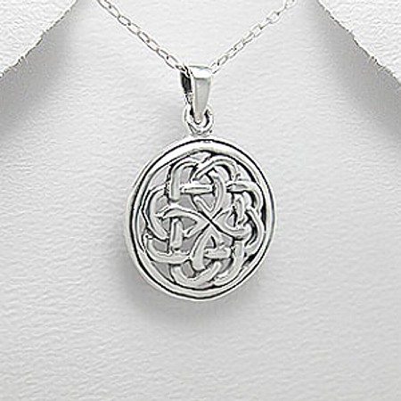 Celtic Knot Sterling Silver Round Pendant - Click Image to Close